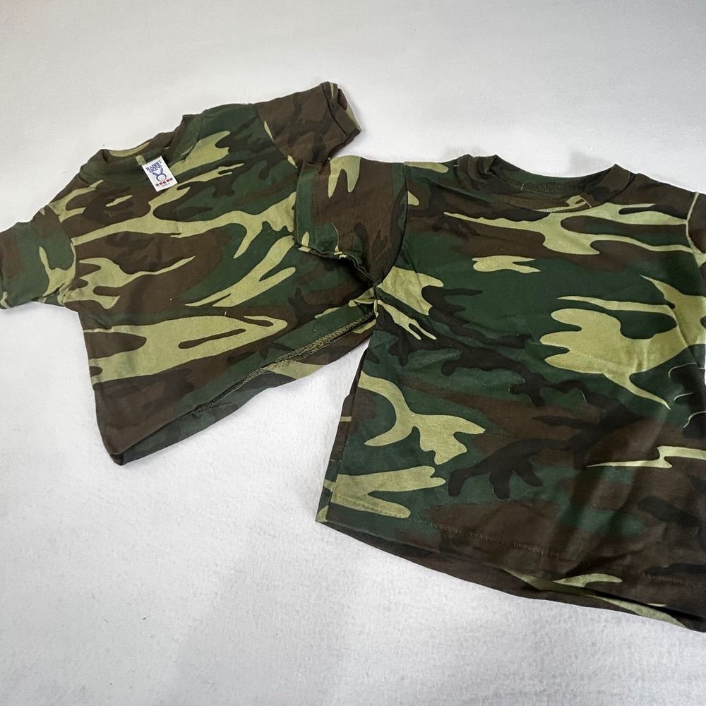 Rabbit Skins Kids Camouflage‎ T Shirts Size 2 and 4 Cotton Short Sleeve Set